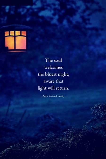 soulful quote with blue night and lantern...