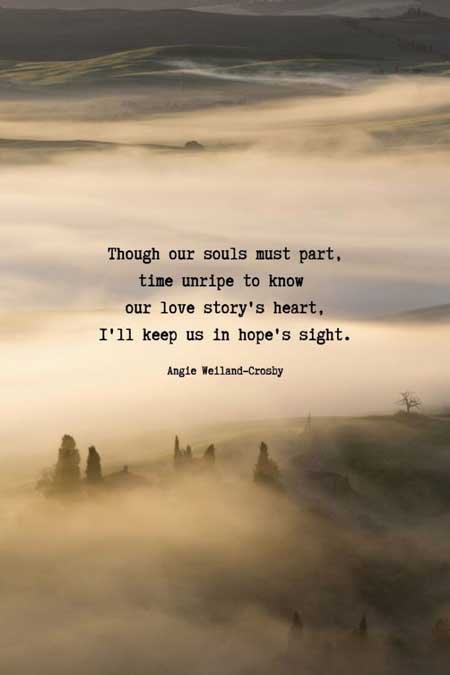 soul quotes | love and heartache quote | inspirational love quote | broken soul quote | a picture of nature with fog, mountains and trees | 