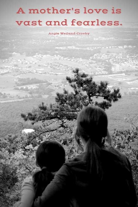 soulful quote with a mom and daughter on a mountain...