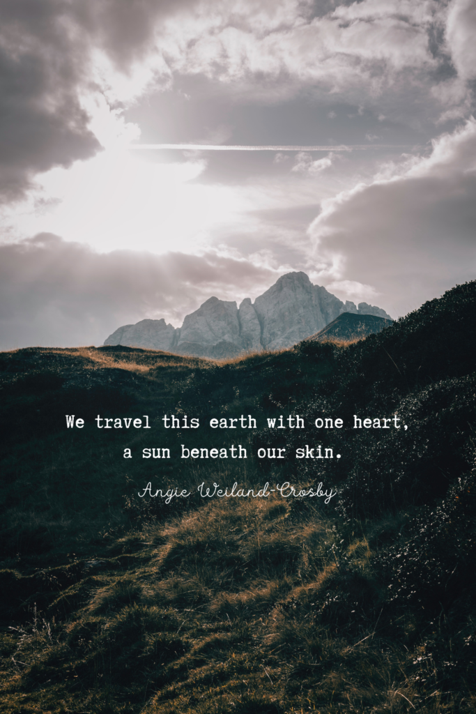 nature peace quote with a beautiful mountain, sky, and sunshine | Photo by Eberhard Grossgasteiger